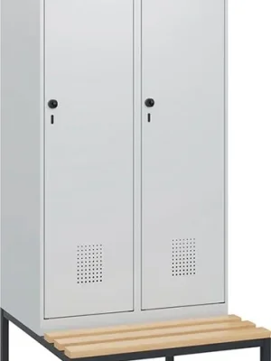 Abverkauf Spind Evolo PLUS 2 Abteile H2120xB800xT815mm RAL7035/RAL7035 /P1G/7021 | RAL 7035/RAL 7035 | 2 Abteile | 800x815/500x2120 mm | 400 mm | 1777560