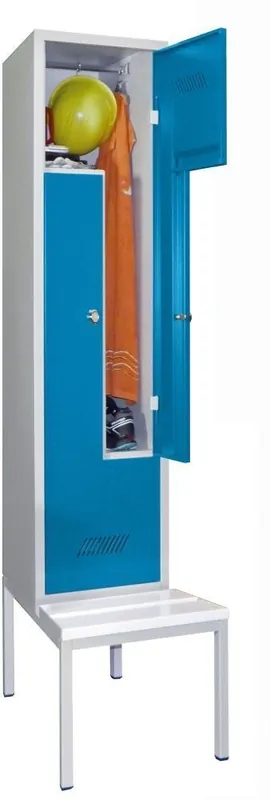 ZSchrSitzweiß 2tlg. Dreh 735512 | RAL 7035/5012 | 2 Abteile | 400x500/800x2150 mm | 1785433 Versand Am Gleichen Tag