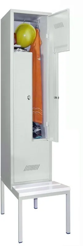 ZSchrSitzweiß 2tlg. Dreh 735 | RAL 7035 | 2 Abteile | 400x500/800x2150 mm | 1783386 Finale Aktion