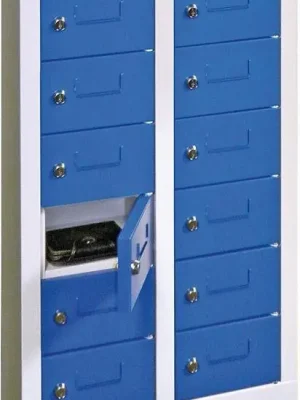 Kleinfach-Wandschrank H815xB460xT200 mm 2x6 Fächer RAL7035/5012 Türen mit Etikettenrahmen | RAL 7035/RAL 5012 | zur Wandbefestigung | 12 | 460x200x815 mm | 100x160x170 mm | mit Etikettenrahmen | 1774297 Begrenztes Angebot