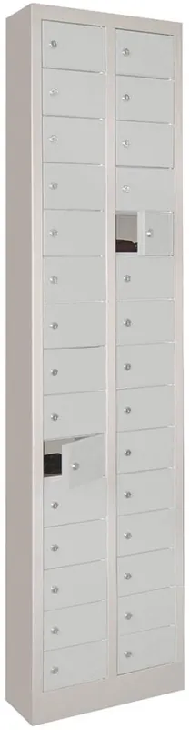 Kleinfachschrank m.SockelH1950xB460xT200 mm 2x15 Fächer RAL7035 Türen glatt | RAL 7035/RAL 7035 | Standversion | 30 | 460x200x1950 mm | 100x160x170 mm | glatt | 1769790 Jetzt Bestellen