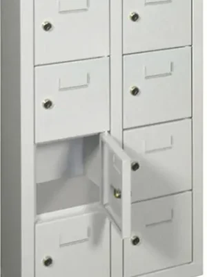 Kleinfach-Wandschrank H815xB460xT200 mm 2x4 Fächer RAL7035 Türen mit Etikettenrahmen | RAL 7035/RAL 7035 | zur Wandbefestigung | 8 | 460x200x815 mm | 160x160x170 mm | mit Etikettenrahmen | 1772067 Direkt Vom Hersteller