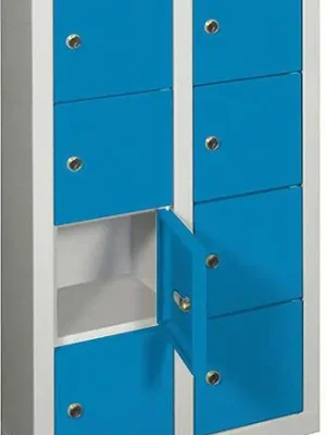 Kleinfach-Wandschrank H815xB460xT200 mm 2x4 Fächer RAL7035/5012 Türen glatt | RAL 7035/RAL 5012 | zur Wandbefestigung | 8 | 460x200x815 mm | 160x160x170 mm | glatt | 1772060 Billig