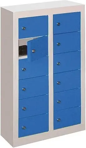 Kleinfach-Wandschrank H815xB460xT200 mm 2x6 Fächer RAL7035/5012 Türen glatt | RAL 7035/RAL 5012 | zur Wandbefestigung | 12 | 460x200x815 mm | 100x160x170 mm | glatt | 1774300 Nur Für Kurze Zeit