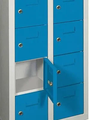 Kleinfach-Wandschrank H815xB460xT200 mm 2x4 Fächer RAL7035/5012 Türen mit Etikettenrahmen | RAL 7035/RAL 5012 | zur Wandbefestigung | 8 | 460x200x815 mm | 160x160x170 mm | mit Etikettenrahmen | 1769811 Heißes Angebot