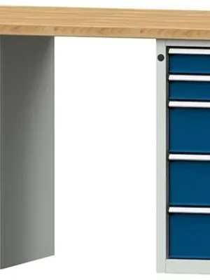 Direkt Vom Hersteller KOMBIWERKBANK V/T 2000 MM MIT 2 BLOECKEN MODELL 850 V- RAL 7035 / RAL 5010 | 40 mm | 2000x700x840 mm | 1780699