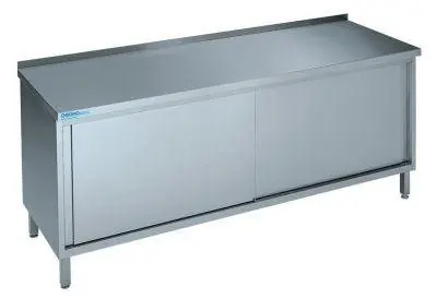 Schiebetürenschr. m.Bord 1400x700x850 Edelstahl Chromonorm | 1400x700x850 mm | 1783950 Echt