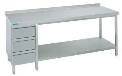 Abverkauf Arbeitstisch m. SL-Block 1400x700x850 Edelstahl Chromonorm | 1400x700x850 mm | 1777783