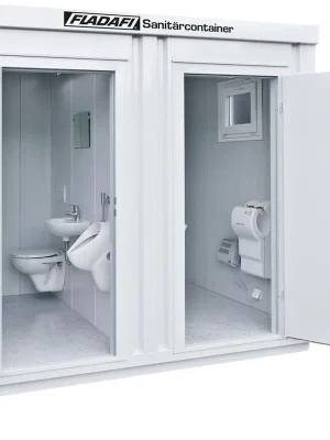 FLADAFI Sanitärcontainer Außen- und RAL 9002 RAL 9002 kunst.besch. | Damen/Herren WC | 3050x2170x2515 mm | 2800x1890x2200 mm | 2 | 1784473 Sonderaktion