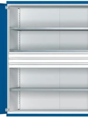 Schwerlastschrank B1485xT690xH1950mm RAL7035/5010 o.Mittelwand3Böden,3Schubladen 200kg | 690 mm | 1950x1485x690 mm | 1779447 Begrenztes Angebot