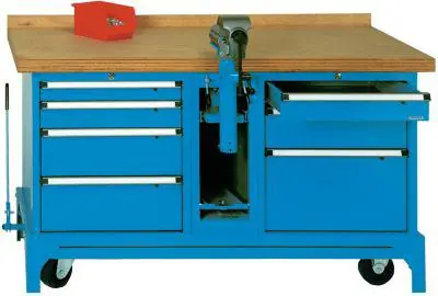 Mob.Werkbank FMW150/7 o.Kabelaufroller RAL5012 LOKOMA | ohne Kabelaufroller | 1773190 Knallerangebot