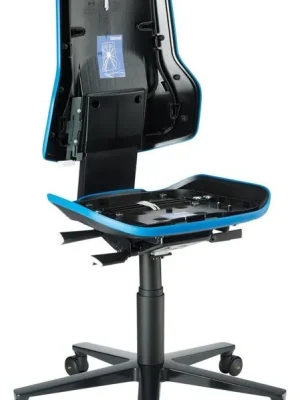 Garantierte Lieferung Bimos Arbeitsstuhl ESD Neon 2, blau Sitzhöhe 450-620 mm mit Rollen, ohne Polster | Flexband: blau | 1773680