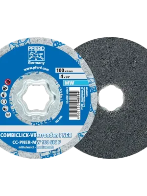 Top-Preis PFERD COMBICLICK verpresste Vliesronde CC PNER Ø 100mm Mittelweich SIC Fein | MW (mittelweich) | fein | 100 mm | 5 Stück | 1066216