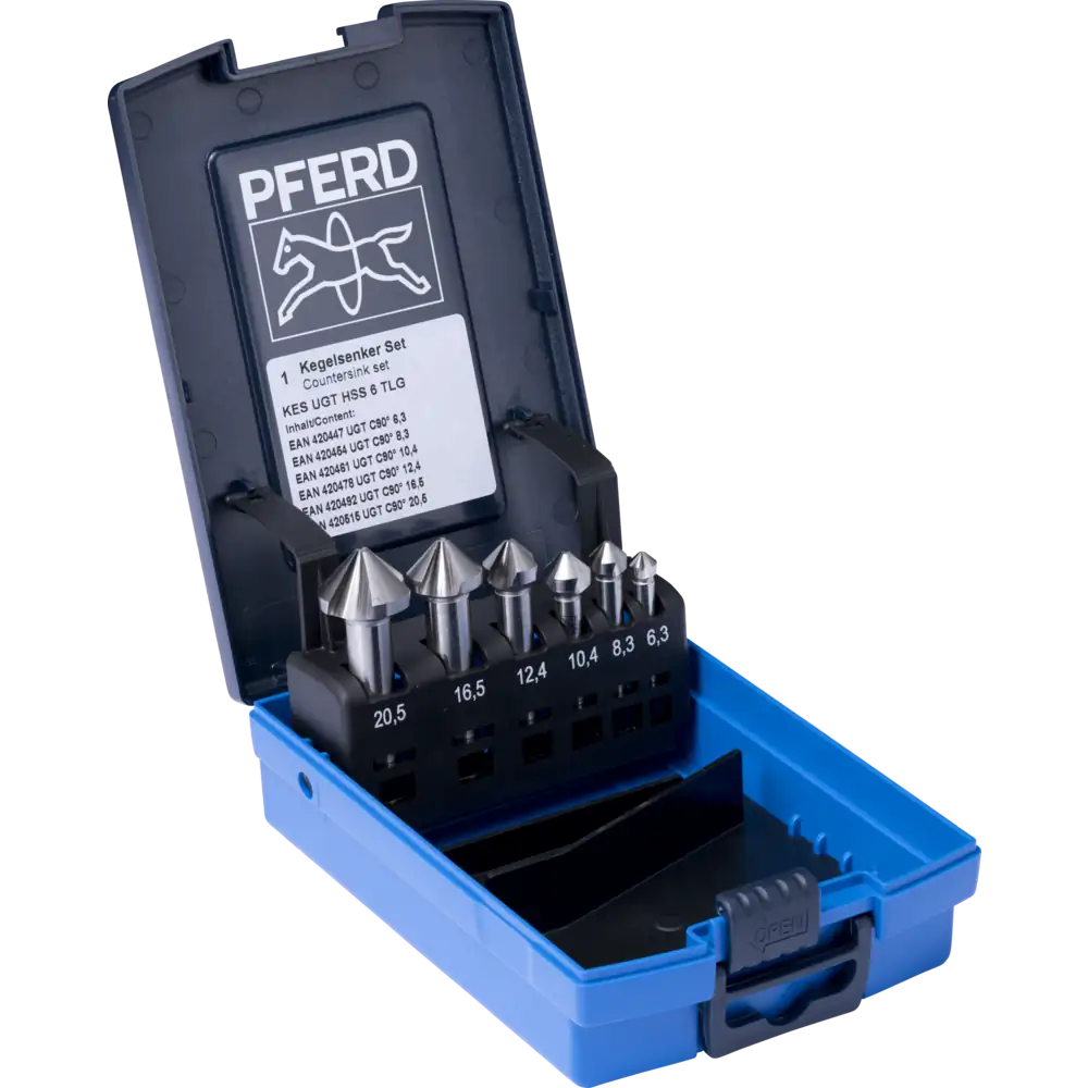 Bestpreis PFERD HSS-Kegelsenker-Set UGT 6-tlg. DIN 335 C 90° mit Ungleichteilung | 6 Stück | 1064656