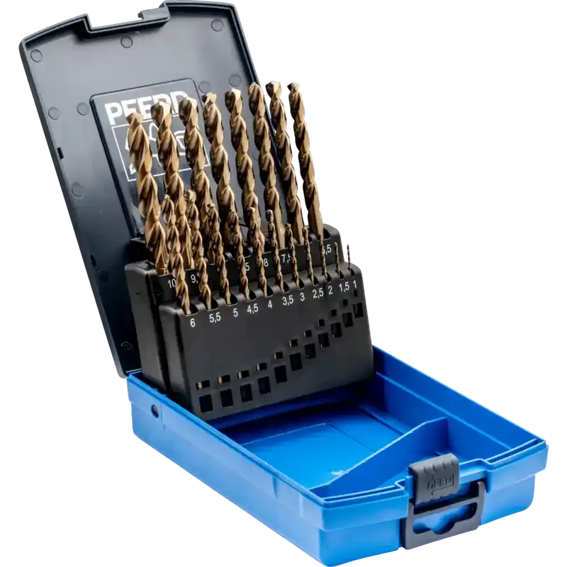 Beliebt PFERD Spiralbohrer-Set 19-tlg. INOX HSSE N DIN 338 für zähe und harte Werkstoffe | 19 Stück | 1064825