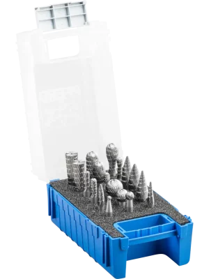 Begrenztes Angebot PFERD HSS Frässtift Set 83 18-tlg. Zahnung 3 Ø 12/8/6mm Schaft-Ø 6mm universal mittel fein | 1064392