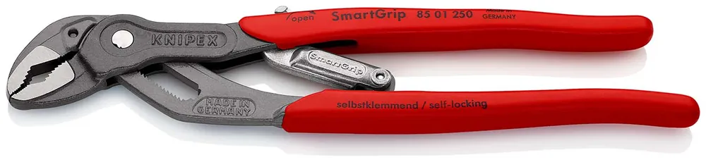 Begrenztes Angebot KNIPEX SmartGrip® Wasserpumpenzange mit automatischer Einstellung mit Kunststoff-Hüllen grau atramentiert 250 mm | 1166738