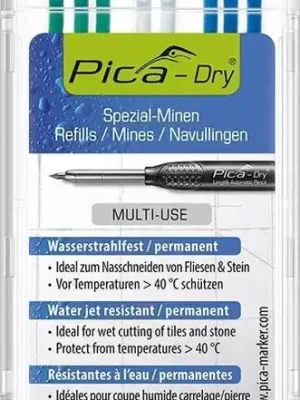 Pica Minen-Set für Tieflochmarker -Dry weiß, grün, blau | 3 grün, 2 weiß, 3 blau | Minen-Set, wasserstrahlfest, farbig | 1408360 Beliebt