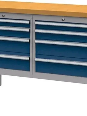 Zertifiziert FORUM Kastenwerkbank B1500mm 8 Schubl. RAL7035/5010 | 1500 x 600 x 960 mm | – | 8 | – mm | 2 x 75; 2 x 100; 2 x 150; 2 x 175 mm | 1396704
