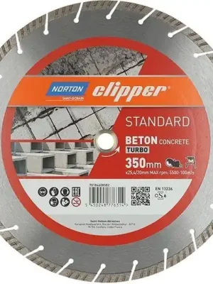 Preisreduziert Norton Diamantscheibe Standard Beton Turbo Ø350 | 5500 min-1 | 350 x 25,4/20 mm | 10 x 4 mm | 1398087