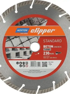 Neu Im Sortiment Norton Diamantscheibe Standard Beton Turbo Ø230 | 6650 min-1 | 230 x 22,23 mm | 9 x 3,4 mm | 1394820