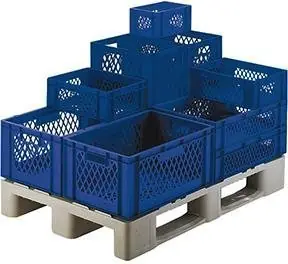 Transport-Stapelkasten B600xT400xH210 mm blau, kpl. durchbrochen mit Griffloch LA-KA-PE | 600x400x210 mm | 551x352x200 mm | 1781790 Versand Am Gleichen Tag