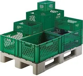 Transport-Stapelkasten B600xT400xH210 mm grün, kpl. durchbrochen mit Griffloch LA-KA-PE | 600x400x210 mm | 551x352x200 mm | 1777809 Saisonangebot