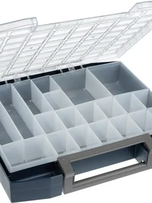 Zertifiziert Sortimentskoffer Polycarbonat boxxser 80 8x8-20 blau raaco | BOXXSER 80 8x8-20 | 78x465x401 mm | 20 Einsätze | 1785505