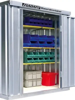 FLADAFI Lagercontainer MC 1100,verzinkt, zerlegt, ohne Boden ohne Boden | nicht isoliert, zerlegt als Bausatz mit bebilderter Montageanleitung | MC 1100 | 2150/2000 mm | ohne Boden | Einflügeltüre | 2100/2000 mm | 1140/970 mm | 1778469 Ausverkauf