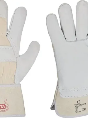 Bestpreis Feldtmann Handschuh CALCUTTA EN388 Gr.12 naturfarben Rindleder Doppelnaht gummierte Stulpe, Menge 12 Stk