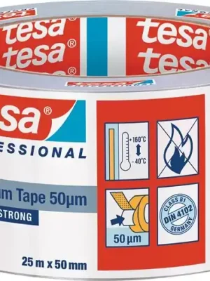 Aluminiumklebeband Strong 63652 mit Liner L.25m B.50mm Rl.TESA, Menge 6 Rolle Preisknaller