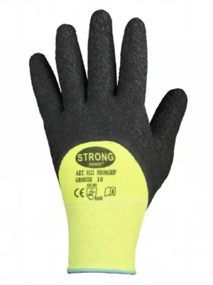 Zertifiziert Feldtmann Handschuh NEONGRIP Gr.10 neongelb/schwarz EN 420.EN 388 PSA II STRONGHAND, Menge 12 Stk