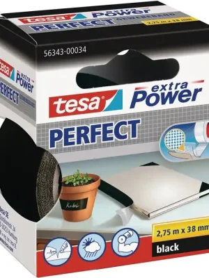 Gewebeband ext.Power 56343 schwarz L.2.75m B.38mm Rl.TESA, Menge 6 Rolle Ausverkauf