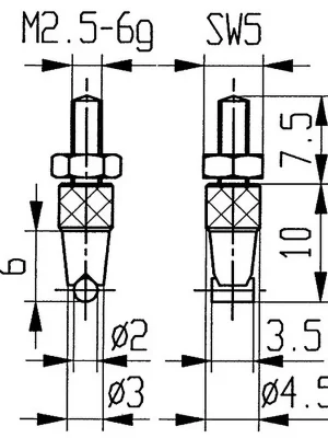 Messeins. Ø2mm horiz.Zyl.M2.5 HM z.Messuhren KÄFER Aktuell