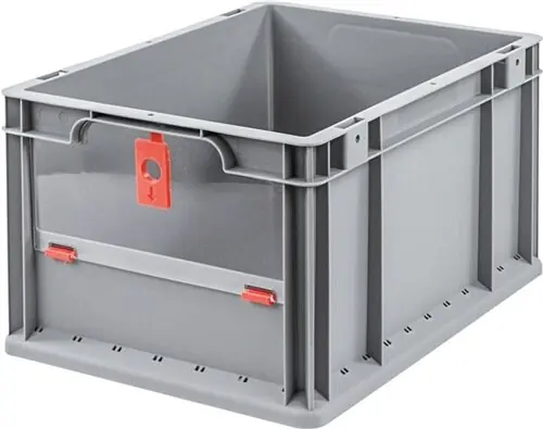 Neuheit Allit Transportstapelbehälter L400xB300xH220mm grau rot PP mit Klappscheibe
