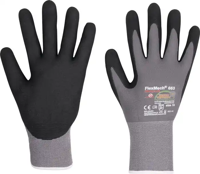 Expressversand KCL Handschuhe FlexMech 663 Gr.6 grau/schwarz Nylon/Elastan/Nitrilschaum 10 PA, Menge 10 Stk
