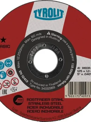 Günstig Trennscheibe BASIC D115x1mm ger.INOX Bohr.22.23mm TYROLIT, Menge 25 Stk