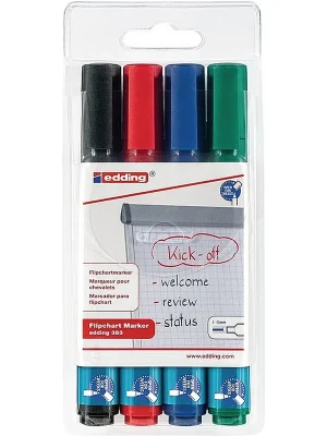 Super-Preis Flipchartmarker 383 schwarz/rot/blau/grün Strich-B.1-5mm Keilspitze EDDING