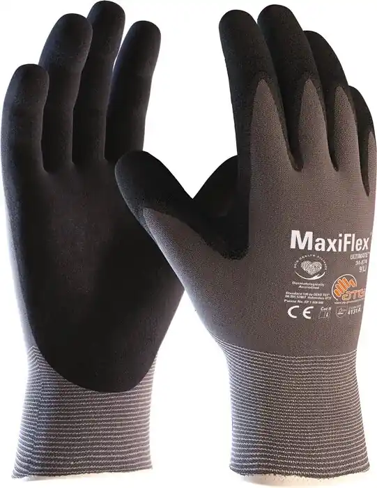 Kracherpreis ATG Handschuhe MaxiFlex Ultimate 34-874 Gr.11 grau/schwarz Nylon mit Nitril EN388 Kat.II, Menge 12 Stk