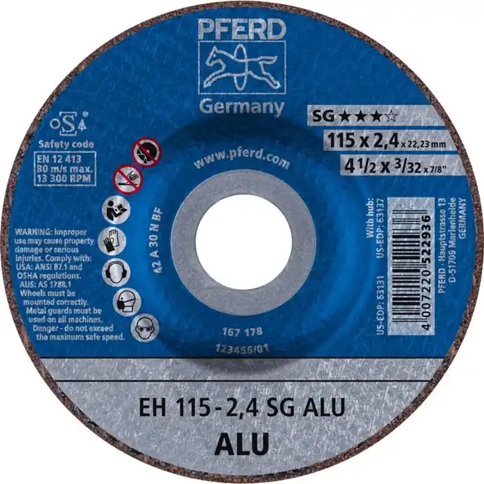 Neu August Rüggeberg Trennscheibe SG ALU D115x2.4mm gekr.Alu.Bohr.22.23mm PFERD, Menge 25 Stk