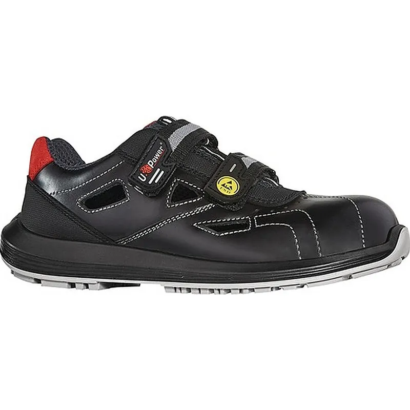 Geprüft U-Group Sicherheitssandale BAT Gr.40 schwarz Leder S1P ESD SRC EN20345 U.POWER