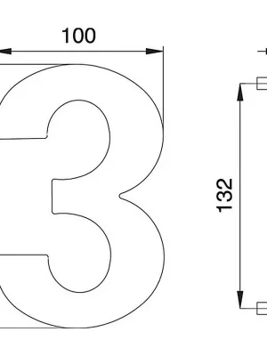 Hausnummer Ziffer 3 VA ma 150mm B.100mm EDI Top-Seller