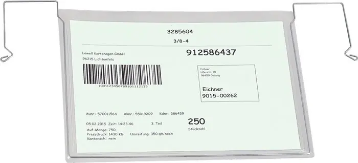 Dokumententasche B330xH245mm DIN A4 quer mit flex.Drahtbügel EICHNER, Menge 10 Stk Billig