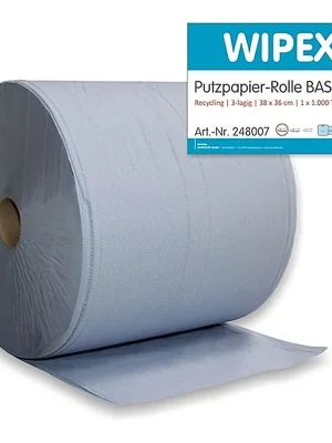 Nordvlies Putztuch Basic-Line L360xB380ca.mm blau 3-lagig 1 Rolle/ VE WIPEX Beliebt