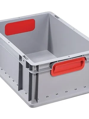 Allit Transportstapelbehälter L400xB300xH170mm grau PP geschlossener Griff rot Letzte Chance