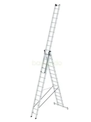 Garantierte Lieferung Sprossen-Mehrzweckleiter 3-teilig mit nivello®-Traverse und Wandlaufrollen 3x14 Sprossen