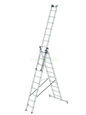 Aktuell Sprossen-Mehrzweckleiter 3-teilig mit nivello®-Traverse und Wandlaufrollen 3x10 Sprossen