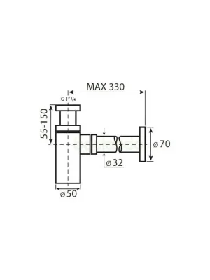 Siphon Waschtisch rund und eckig VSY1010 Schwarz matt Neu