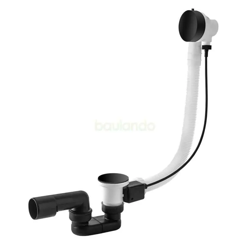Angebot Badewannen Ablaufgarnitur + Überlauf mit Stopfen 57cm matt schwarz