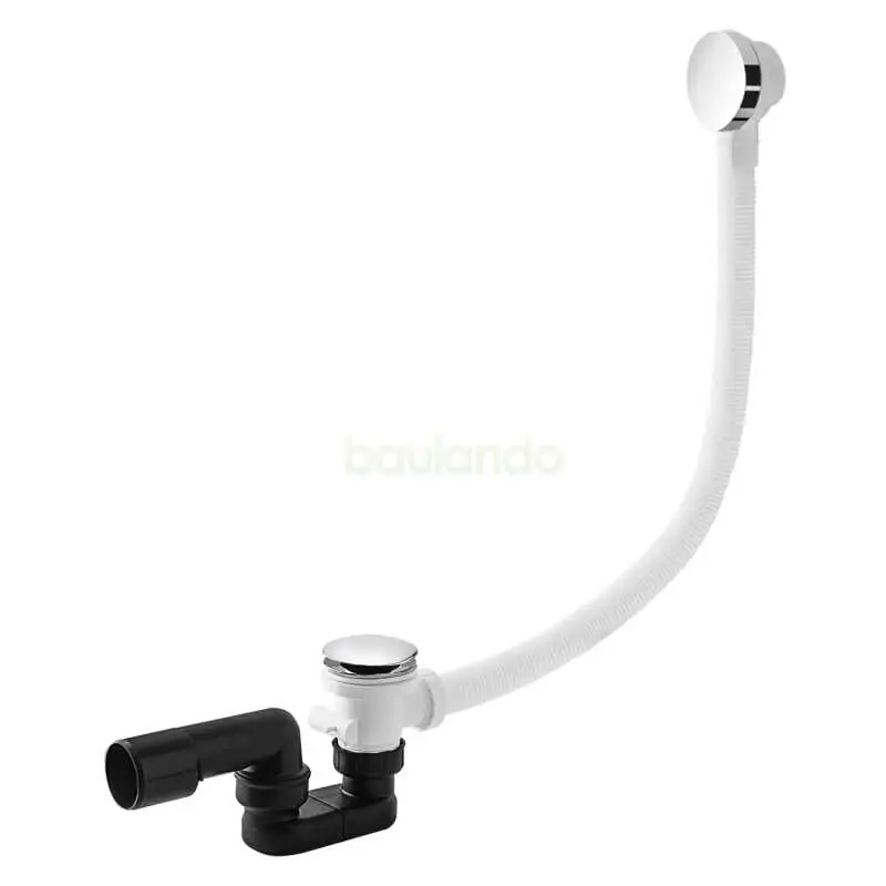 Echt Badewannen Ablaufgarnitur + Überlauf mit Stopfen 70cm Chrom